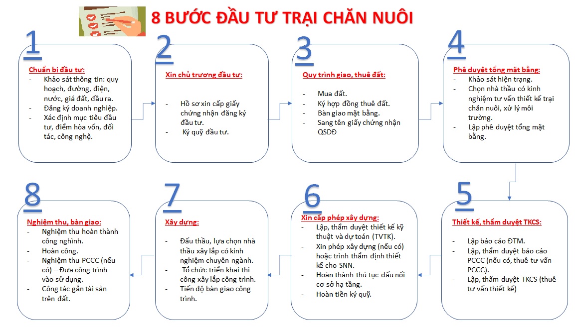 Khi đầu tư xây dựng trại chăn nuôi, 8 bước chủ đầu tư cần lưu ý